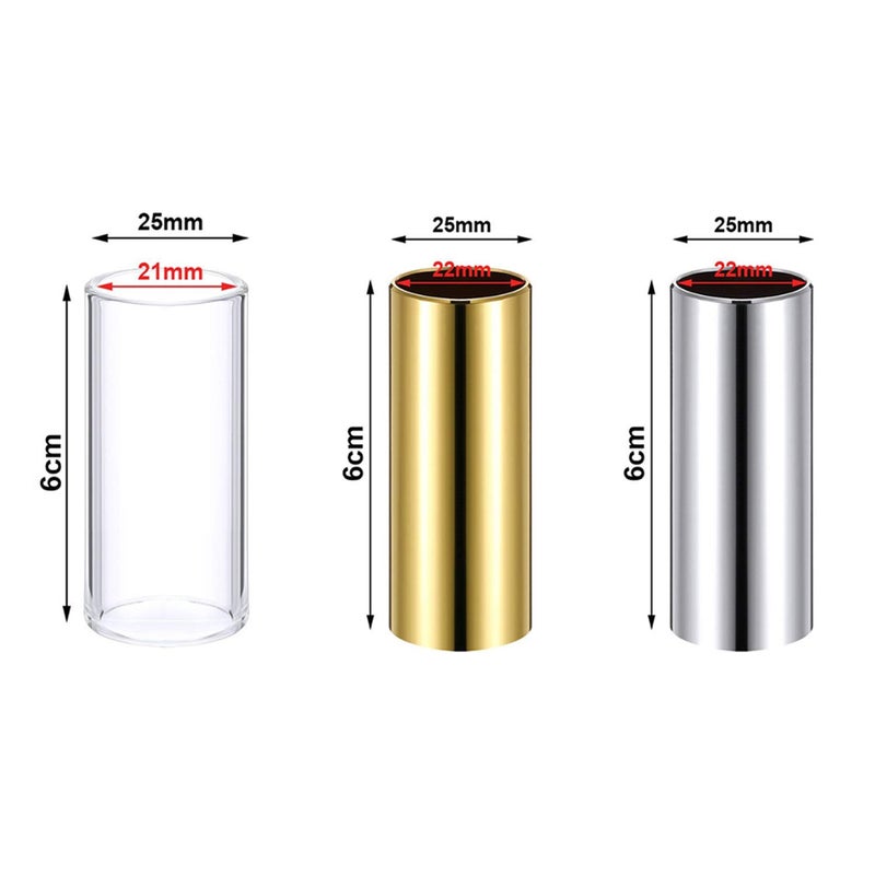 SUNLP 3 Pieces Medium Guitar Slides (Include 2 Colors Stainless Steel, 1 Pieces Glass), 6 Pieces Guitar Picks and 4 Pieces Plastic Thumb & Finger Picks in Zipper box - Image 3